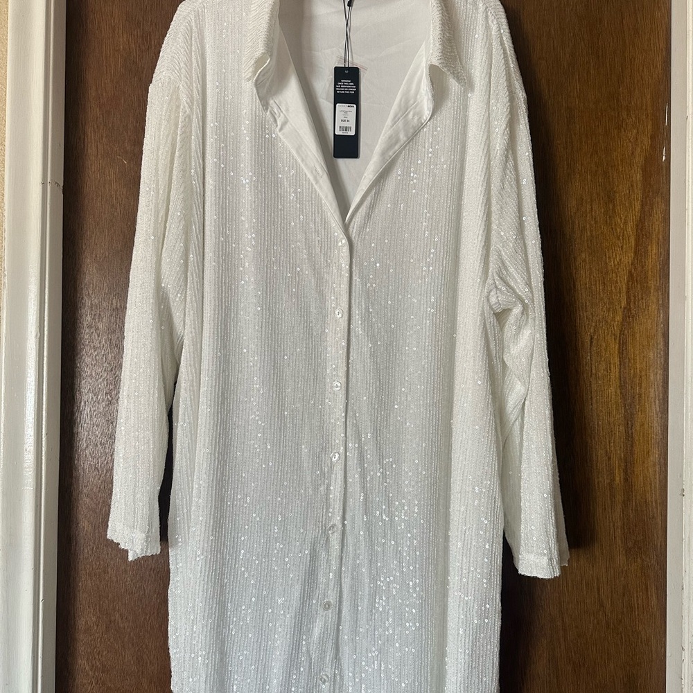 Fashion Nova White Sequin Shirt